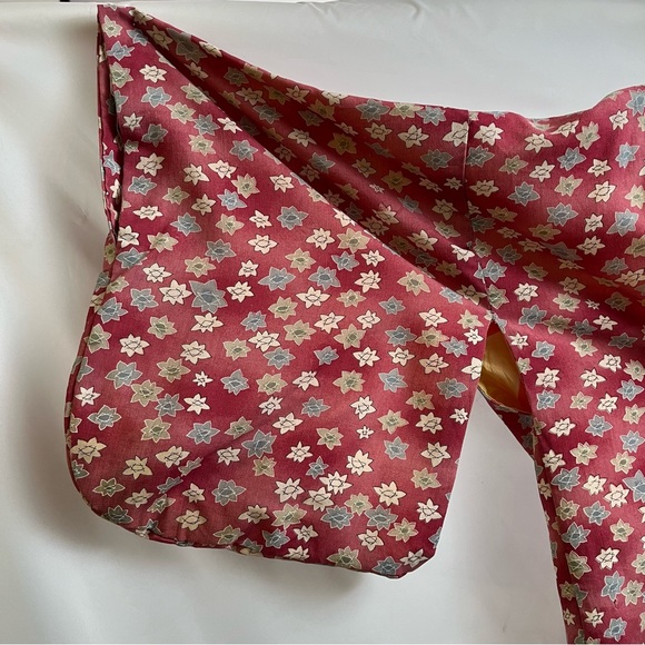 Vintage Japanese Kimono - silk lined - size M dye transfer floral unique fabric - Picture 8 of 9